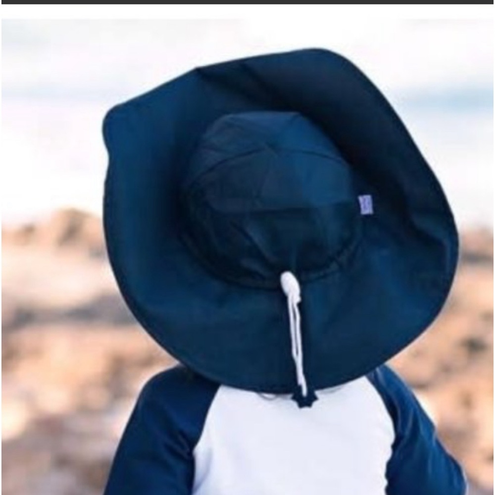 Ruffle Butts Ruggedbutts UPF 50+ Blue Wide Brim Sun Hat 2T-4T.